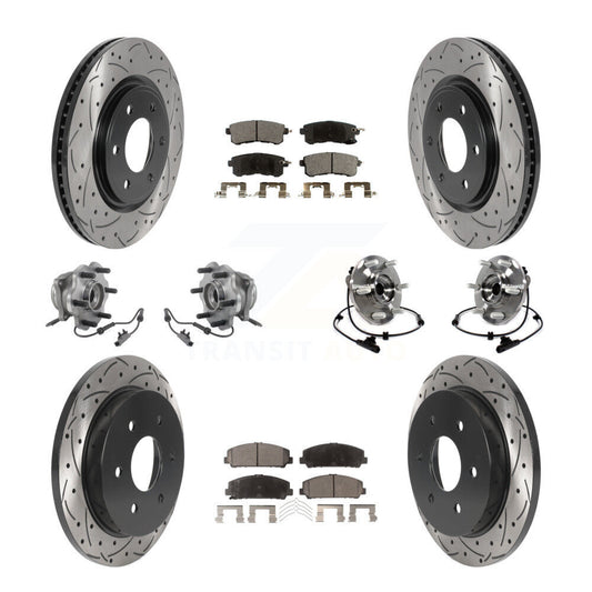 Hub Bearing Coated Brake Rotor & Pad Front Rear Kit (10Pc) For Nissan Armada AWD