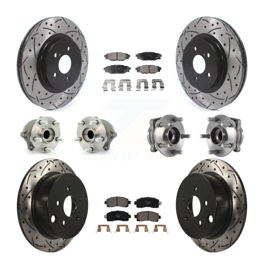 Hub Bearing Coated Brake Rotor & Pads Front Rear Kit (10Pc) For Subaru Crosstrek
