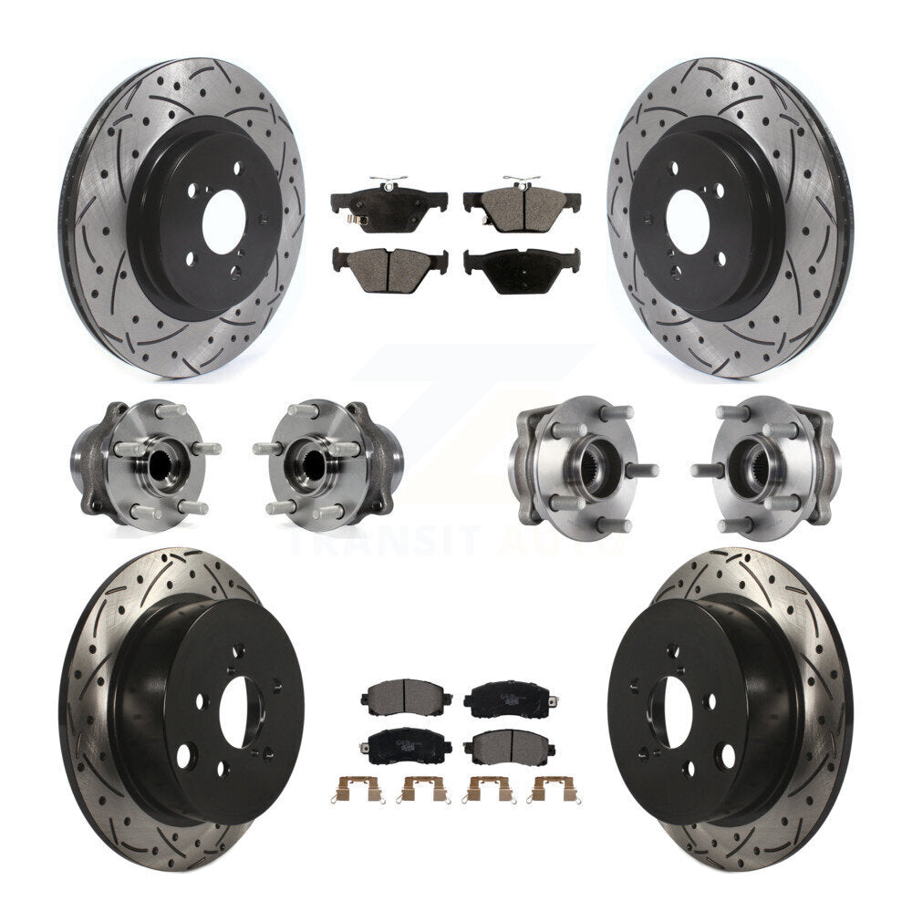 Hub Bearing Coated Brake Rotor & Pads Front Rear Kit (10Pc) For Subaru Crosstrek