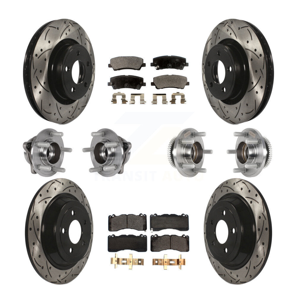 Hub Bearing Coated Disc Brake Rotor & Pad Front Rear Kit (10Pc) For Ford Mustang