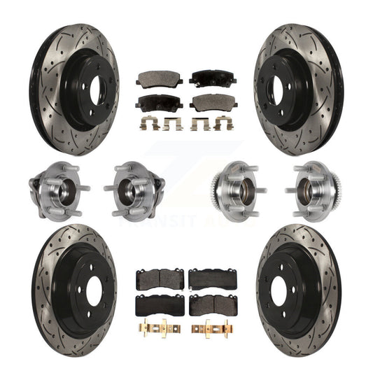 Hub Bearing Coated Disc Brake Rotor & Pad Front Rear Kit (10Pc) For Ford Mustang