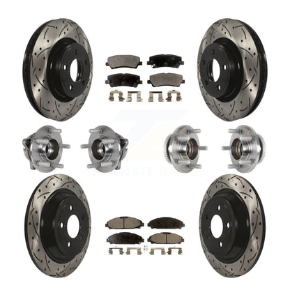 Hub Bearing Coated Disc Brake Rotor & Pad Front Rear Kit (10Pc) For Ford Mustang
