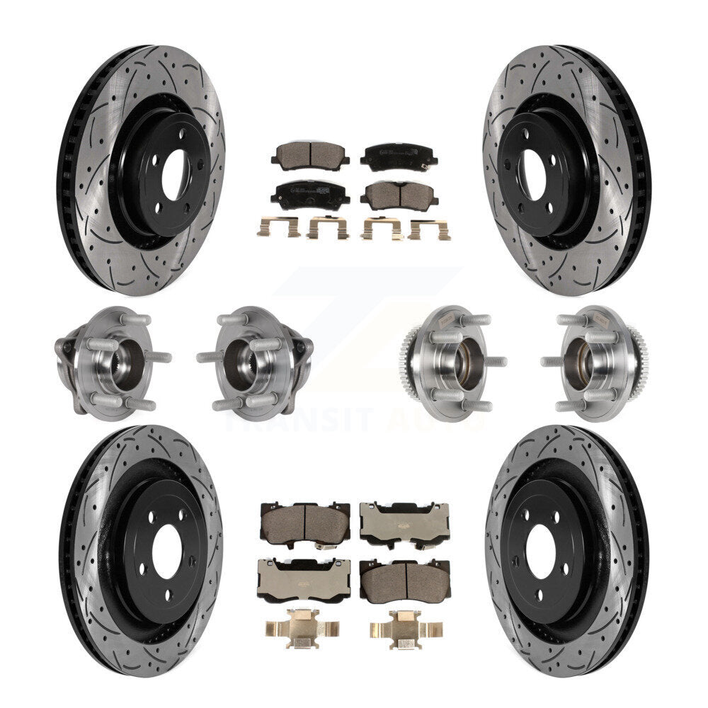 Hub Bearing Coated Disc Brake Rotor & Pad Front Rear Kit (10Pc) For Ford Mustang