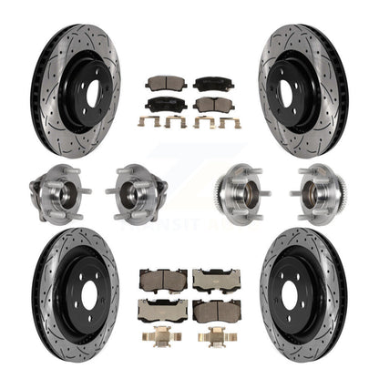 Hub Bearing Coated Disc Brake Rotor & Pad Front Rear Kit (10Pc) For Ford Mustang