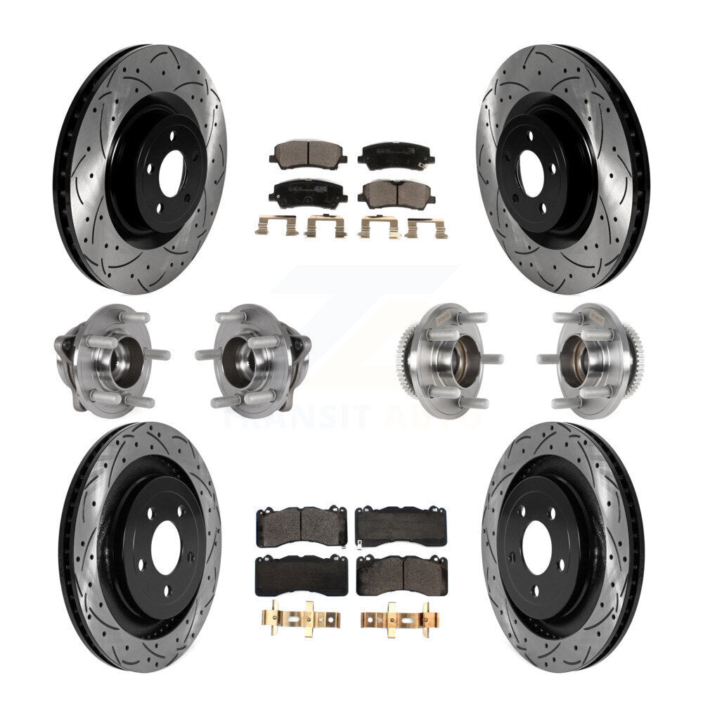 Hub Bearing Coated Disc Brake Rotor & Pad Front Rear Kit (10Pc) For Ford Mustang