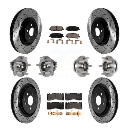 Hub Bearing Coated Disc Brake Rotor & Pad Front Rear Kit (10Pc) For Ford Mustang