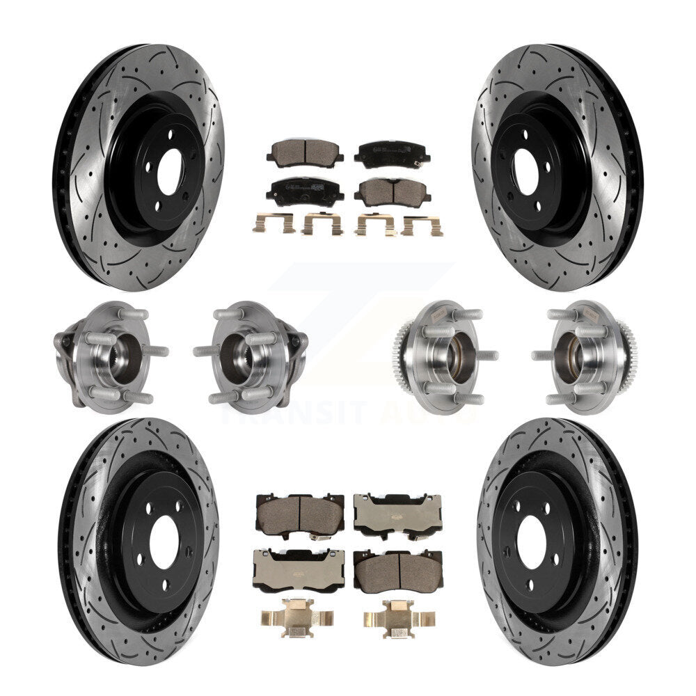 Hub Bearing Coated Disc Brake Rotor & Pad Front Rear Kit (10Pc) For Ford Mustang