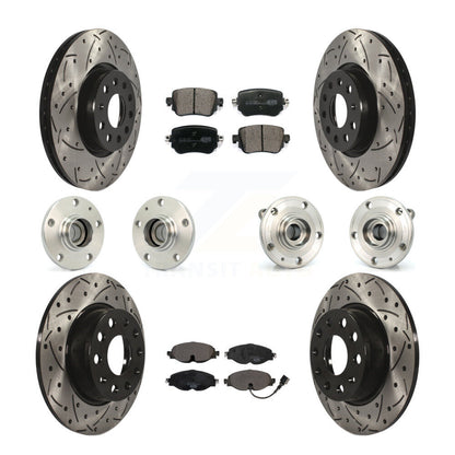 Hub Bearing Coated Brake Rotor & Pad Front Rear Kit (10Pc) For Volkswagen Passat
