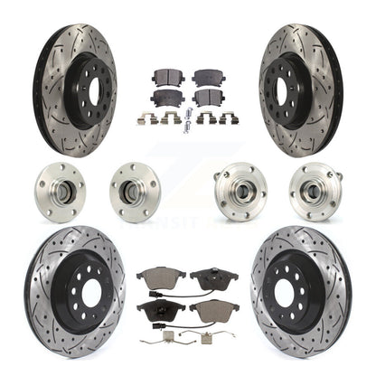 Hub Bearing Coated Disc Brake Rotor Pads Front Rear Kit (10Pc) For Volkswagen CC