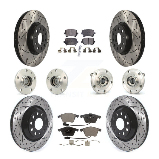 Hub Bearing Coated Disc Brake Rotor Pads Front Rear Kit (10Pc) For Volkswagen CC