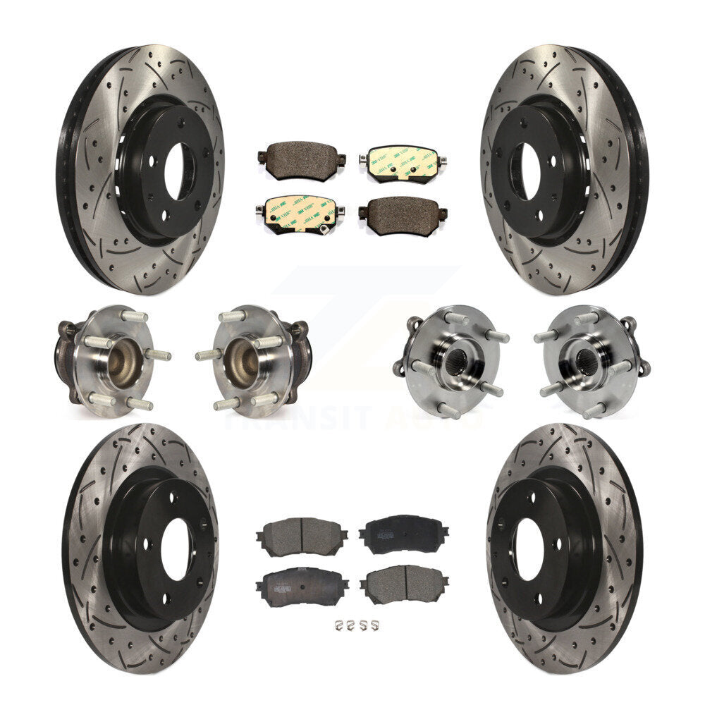 Hub Bearings Coated Disc Brake Rotors And Pads Front Rear Kit (10Pc) For Mazda 6