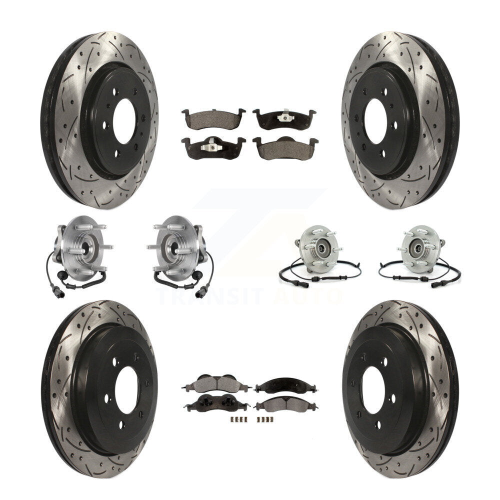 Hub Bearing Coated Brake Rotor And Pad Front Rear Kit (10Pc) For Ford Expedition