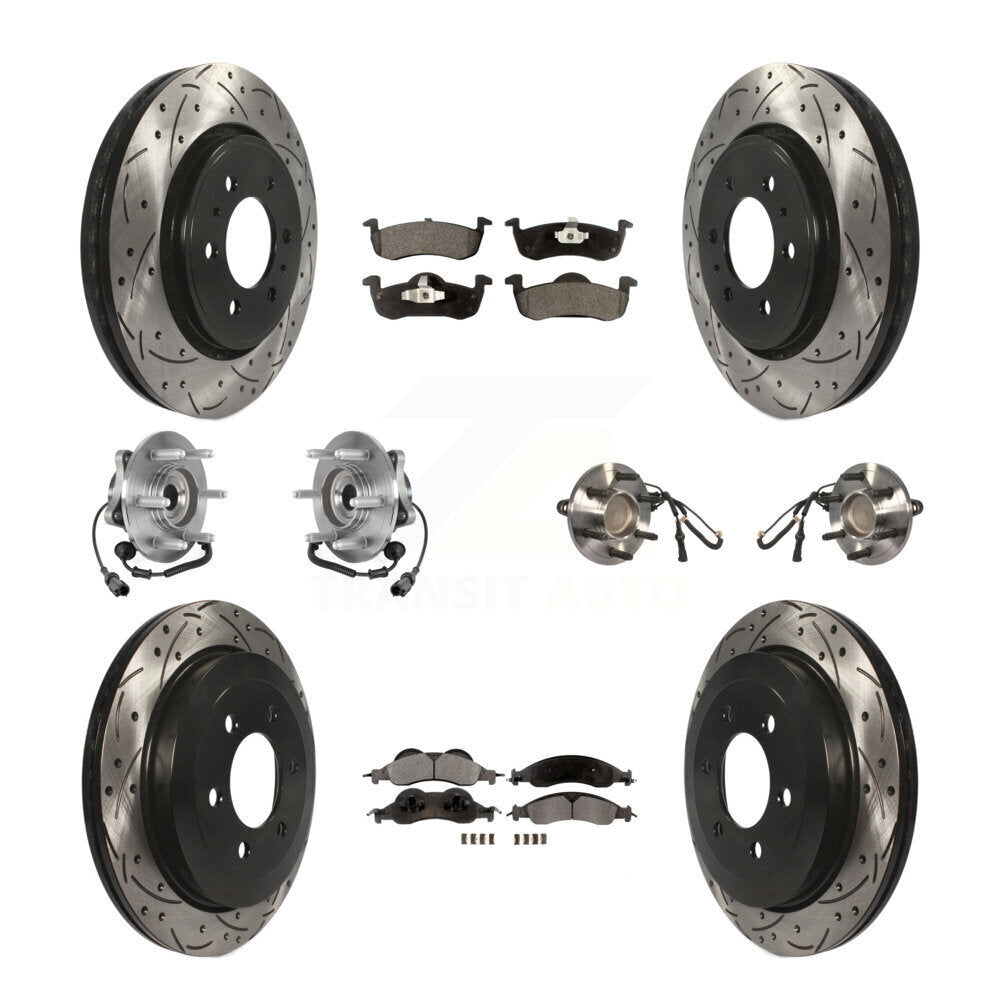 Hub Bearing Coated Brake Rotor Pad Front Rear Kit (10Pc) For Ford Expedition RWD