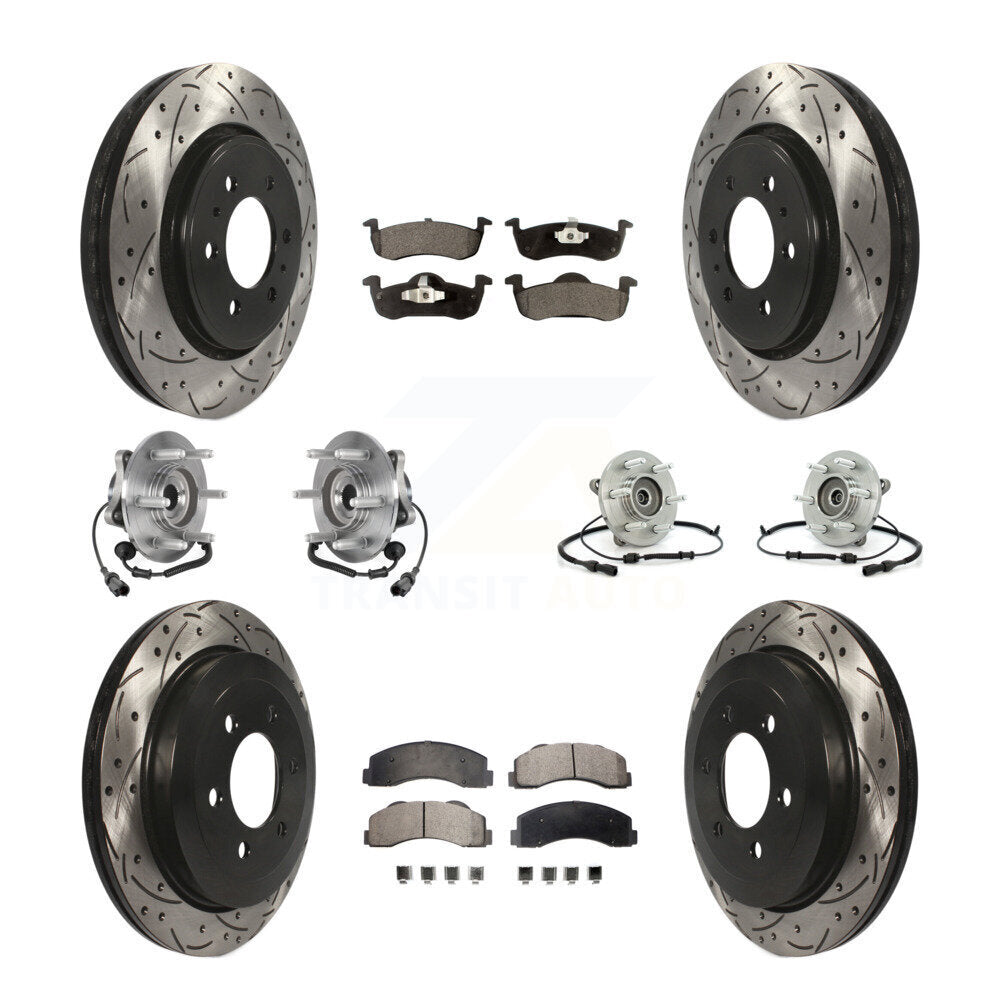 Hub Bearing Coated Brake Rotor Pad Front Rear Kit (10Pc) For Ford Expedition 4WD
