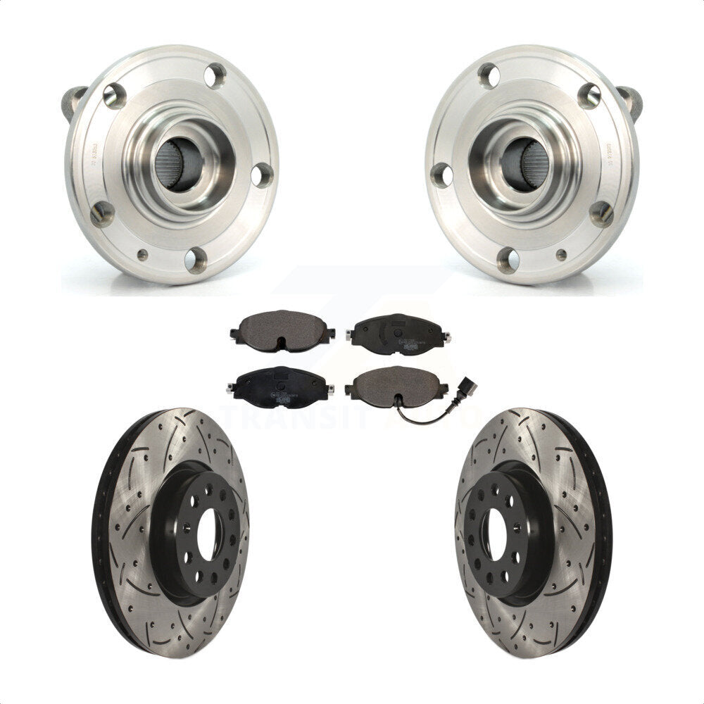 Hub Bearing Assembly Drill Slot Brake Rotor Pads Front Kit For Volkswagen Passat