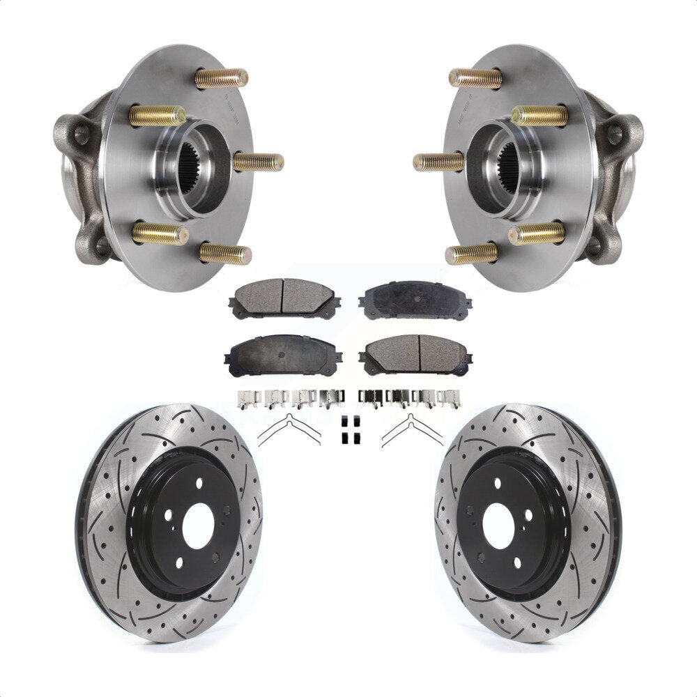 Hub Bearing Drilled Slot Brake Rotor Pad Front Kit For Lexus RX350 RX450h RX350L