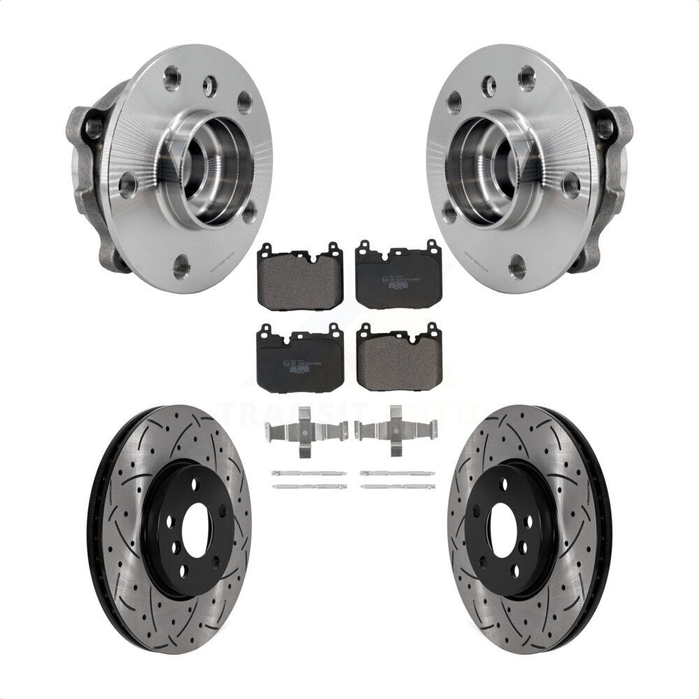 Hub Bearing Drill Slot Brake Rotor Pad Front Kit For 17-20 Mini Cooper Clubman S