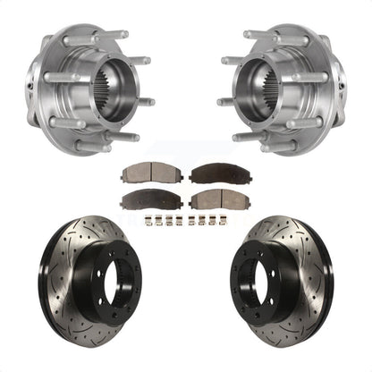 Hub Bearing Drill Slot Brake Rotor Pad Front Kit For Ford F-350 Super Duty F-250