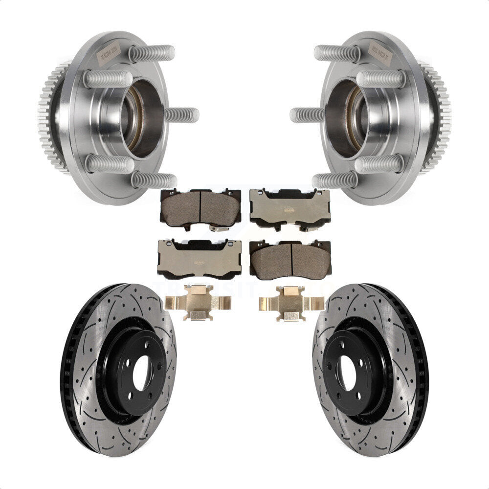 Hub Bearing Assembly Coat Drill Slot Brake Rotor Pads Front Kit For Ford Mustang