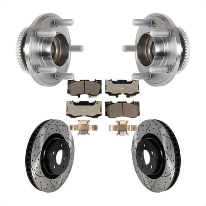 Hub Bearing Assembly Coat Drill Slot Brake Rotor Pads Front Kit For Ford Mustang