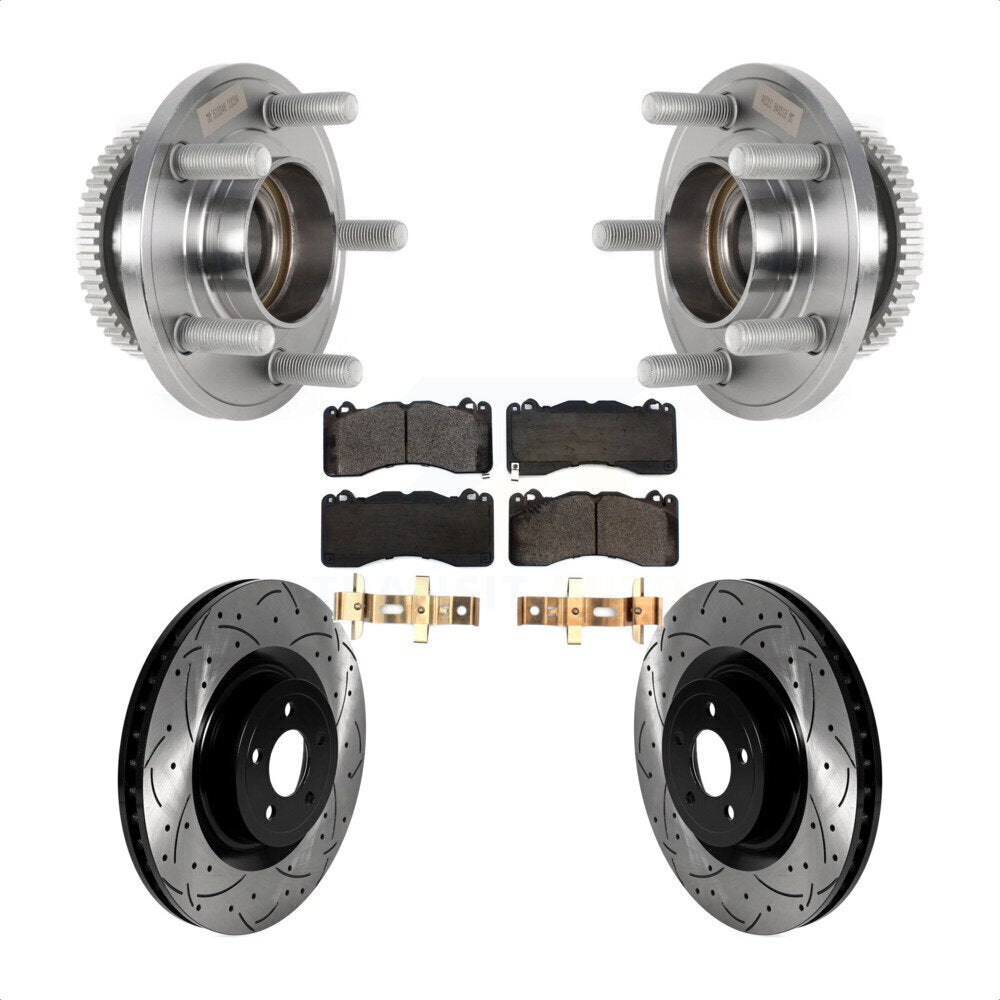 Hub Bearing Assembly Coat Drill Slot Brake Rotor Pads Front Kit For Ford Mustang