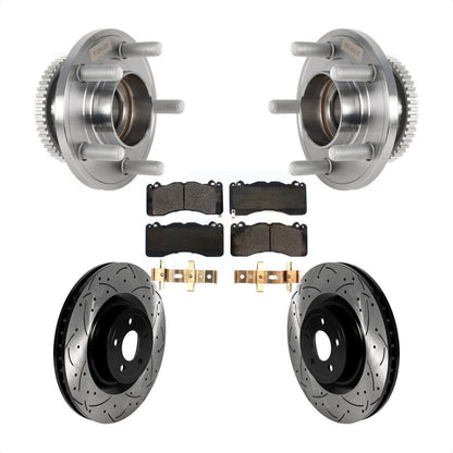 Hub Bearing Assembly Coat Drill Slot Brake Rotor Pads Front Kit For Ford Mustang