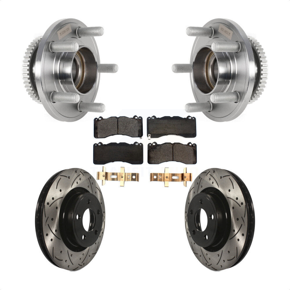 Hub Bearing Coated Drill Slot Brake Rotor Pad Front Kit For 2015 Ford Mustang V6