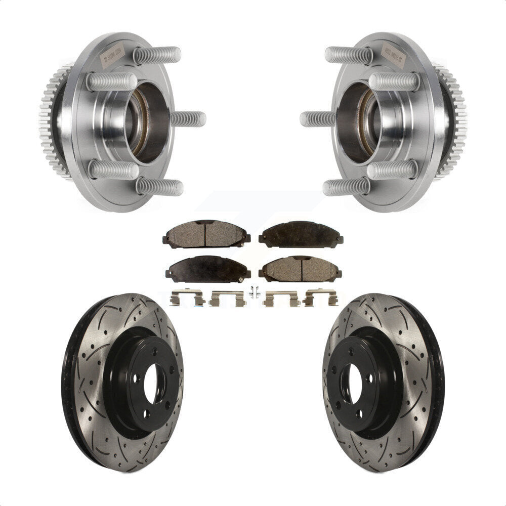 Hub Bearing Assembly Coat Drill Slot Brake Rotor Pads Front Kit For Ford Mustang