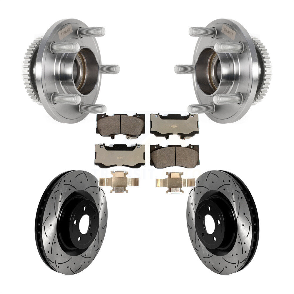Hub Bearing Assembly Coat Drill Slot Brake Rotor Pads Front Kit For Ford Mustang