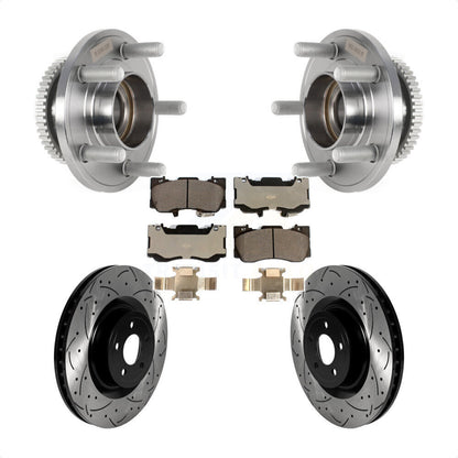 Hub Bearing Assembly Coat Drill Slot Brake Rotor Pads Front Kit For Ford Mustang