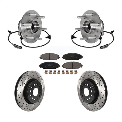 Hub Bearing Assembly Coated Drilled Slot Brake Rotor Pads Front Kit For Ram 1500