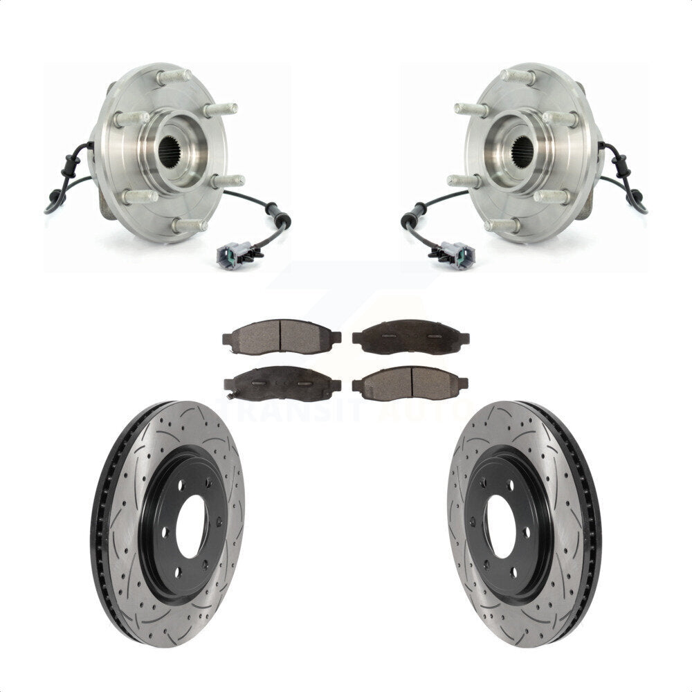 Hub Bearing Drill Slot Brake Rotor Pads Front Kit For 07 Nissan TITAN From 04
