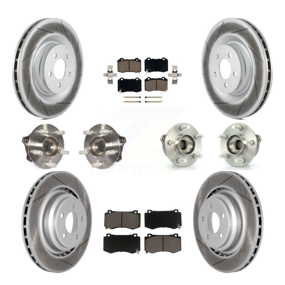 Hub Bearing Coated Brake Rotor & Pads Front Rear Kit (10Pc) For Dodge Challenger