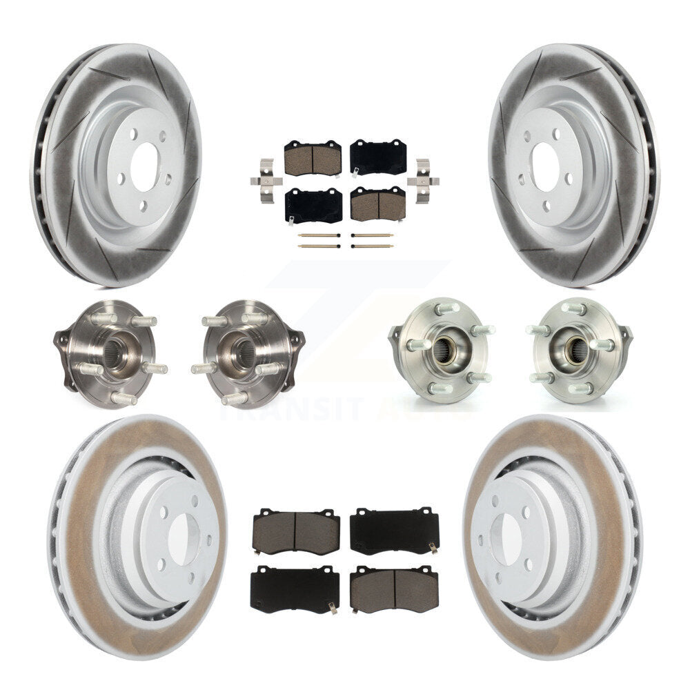 Hub Bearing Coated Brake Rotor & Pads Front Rear Kit (10Pc) For Dodge Challenger