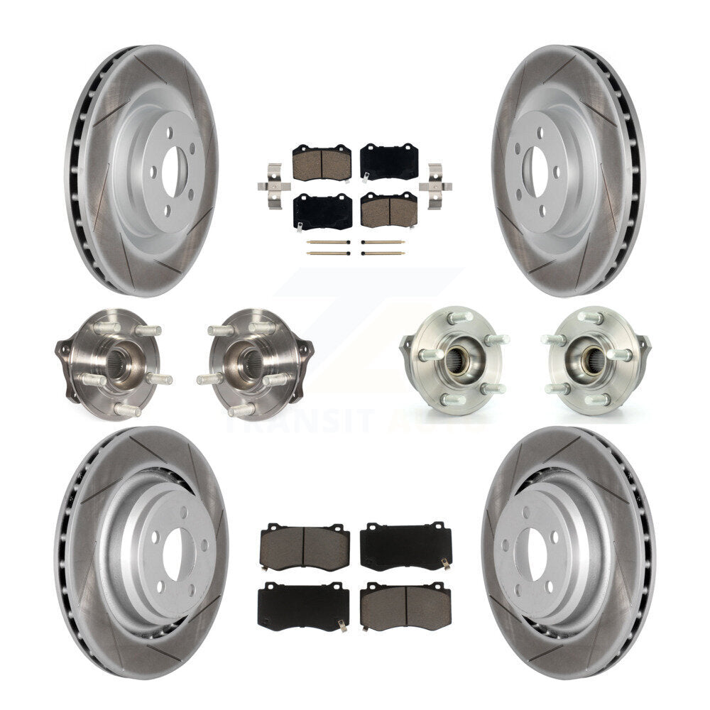 Hub Bearing Coated Brake Rotor & Pads Front Rear Kit (10Pc) For Dodge Challenger