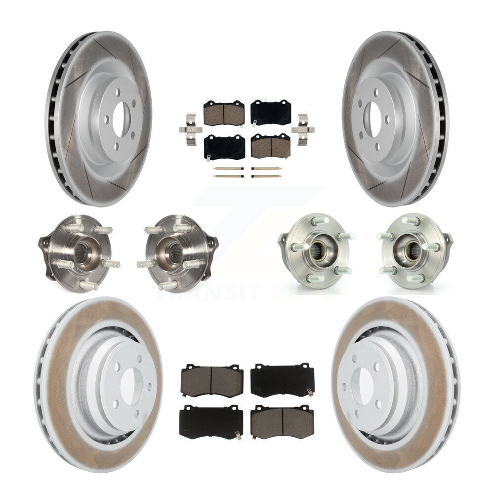 Hub Bearing Coated Brake Rotor & Pads Front Rear Kit (10Pc) For Dodge Challenger