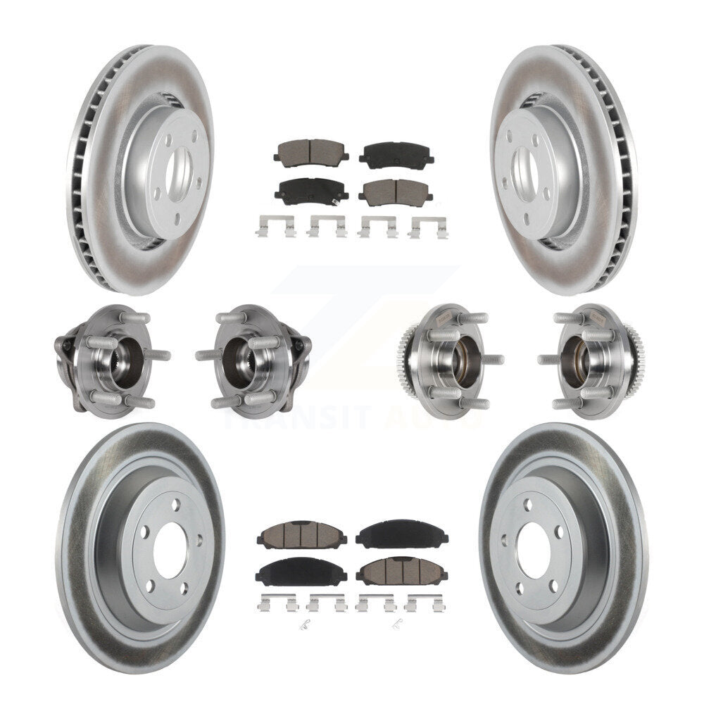 Hub Bearing Coated Disc Brake Rotor & Pad Front Rear Kit (10Pc) For Ford Mustang