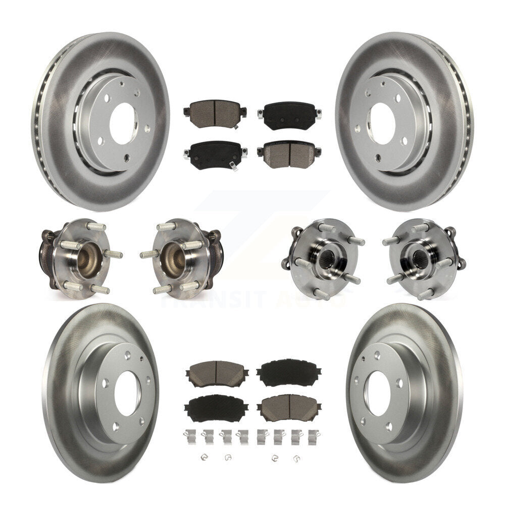 Hub Bearings Coated Disc Brake Rotors And Pads Front Rear Kit (10Pc) For Mazda 6