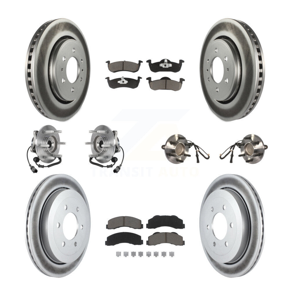 Hub Bearing Coated Brake Rotor Pad Front Rear Kit (10Pc) For Ford Expedition RWD