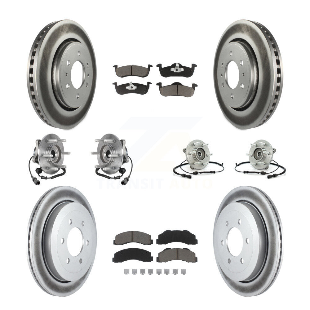 Hub Bearing Coated Brake Rotor Pad Front Rear Kit (10Pc) For Ford Expedition 4WD