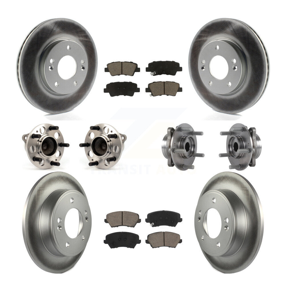 Hub Bearing Coat Brake Rotor Pad Front Rear Kit (10Pc) For 17 Hyundai Elantra GT