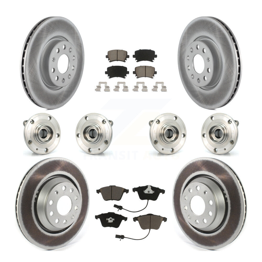 Hub Bearing Coated Disc Brake Rotor Pads Front Rear Kit (10Pc) For Volkswagen CC