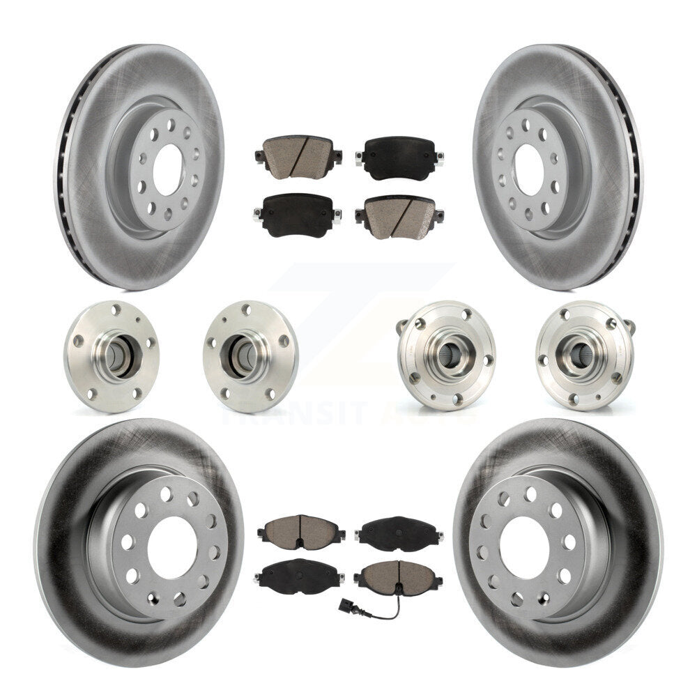 Hub Bearing Coated Brake Rotor & Pad Front Rear Kit (10Pc) For Volkswagen Passat