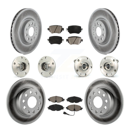 Hub Bearing Coated Brake Rotor & Pad Front Rear Kit (10Pc) For Volkswagen Passat