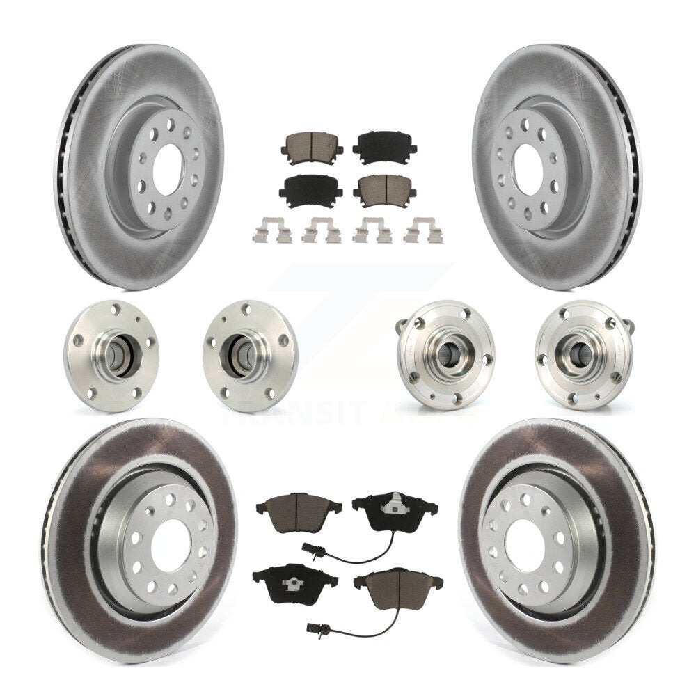 Hub Bearing Coated Disc Brake Rotor Pads Front Rear Kit (10Pc) For Volkswagen CC
