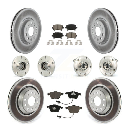 Hub Bearing Coated Disc Brake Rotor Pads Front Rear Kit (10Pc) For Volkswagen CC