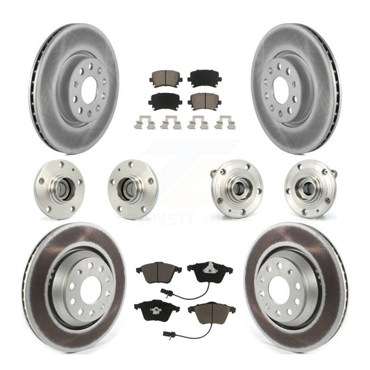 Hub Bearing Coated Disc Brake Rotor Pads Front Rear Kit (10Pc) For Volkswagen CC