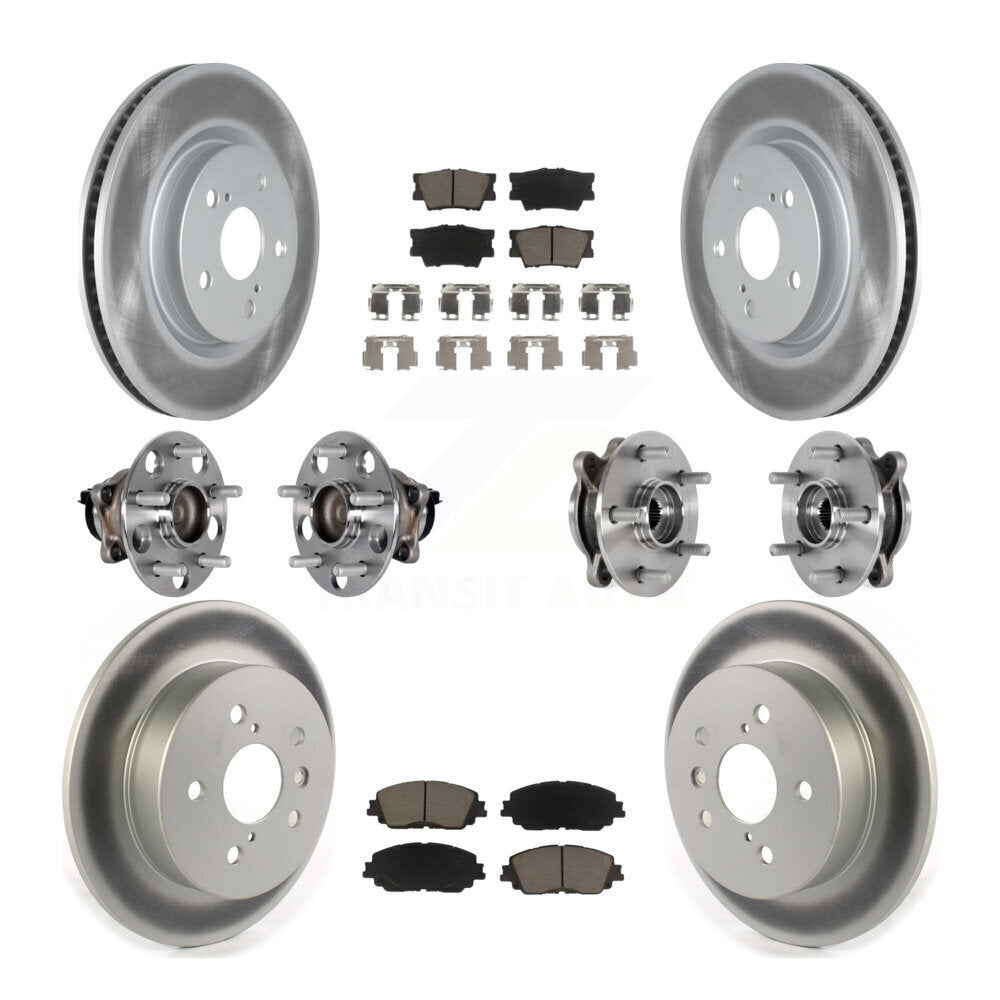 Hub Bearing Coated Disc Brake Rotor & Pad Front Rear Kit (10Pc) For Toyota Camry