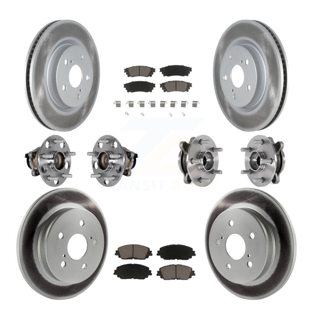 Hub Bearing Coated Disc Brake Rotor & Pad Front Rear Kit (10Pc) For Toyota Camry