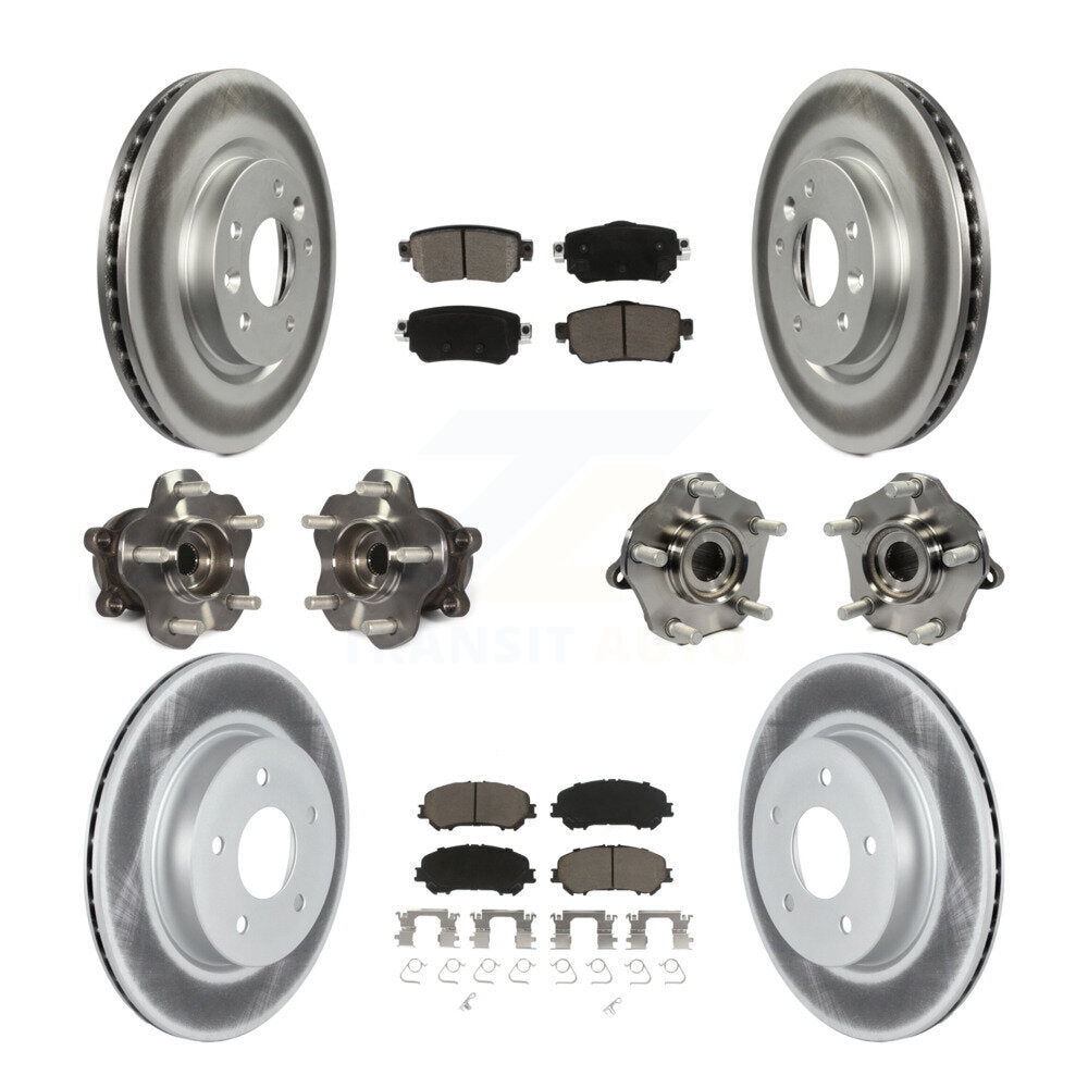 Hub Bearing Coated Brake Rotor Pads Front Rear Kit (10Pc) For Nissan Rogue Sport